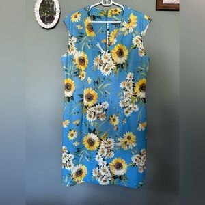 SHARAGANO sunflower sheath dress